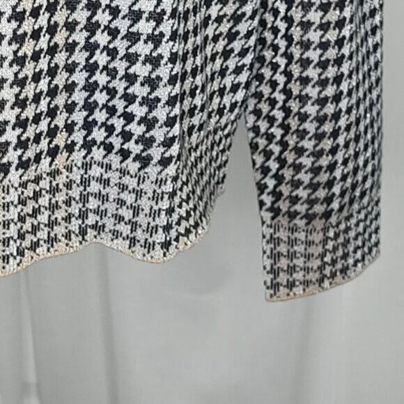 Ann taylor Houndstooth  Sweater XXL Black Gold Shimmer Jacquard Metallic NEW - Picture 7 of 13